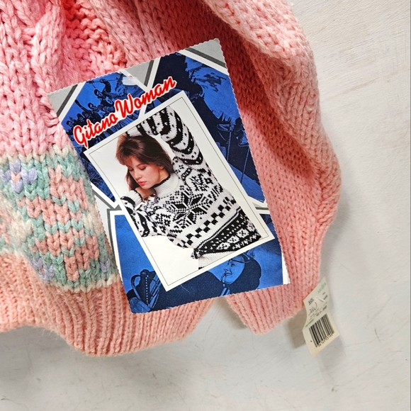 NWT 80s 90s Gitano pink plus size oversized knit crochet sweater ~ womens 44/24W - Picture 7 of 9